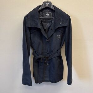 Vintage Emporio Armani Collection Black Suede Jacket - size Large